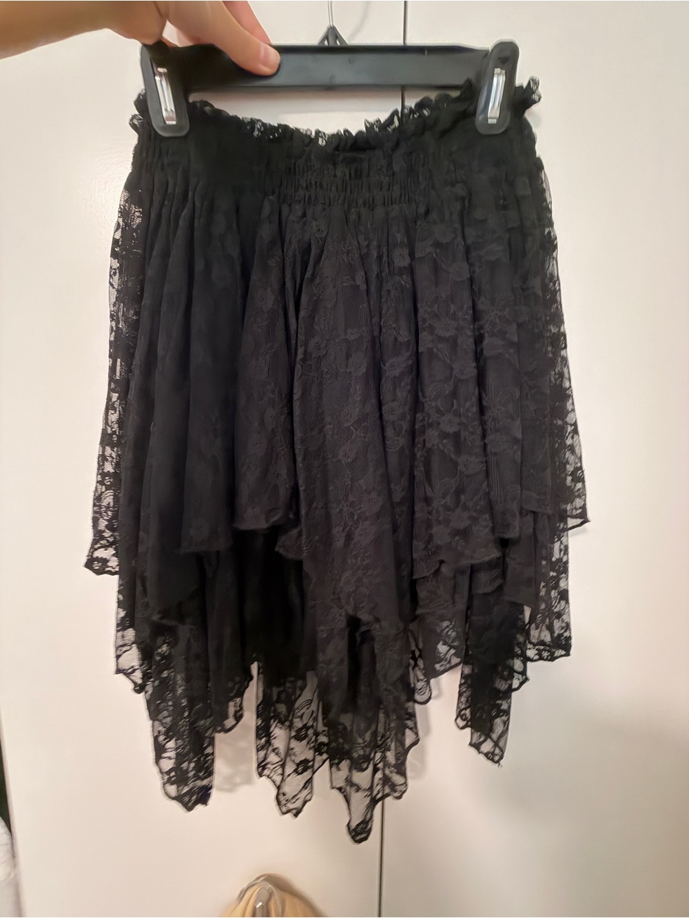 Free People Black Asymmetrical Lace Layered Skirt